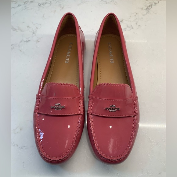 RARE Coach Odette Pink Patent Leather Loafers Shoes Size 9.5 - Picture 3 of 6